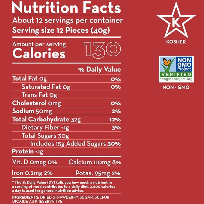 Sunny Fruit Soft-Dried Strawberries, 18 Ounce Bulk Bag | Dried Fruit with Added Sugar | Great