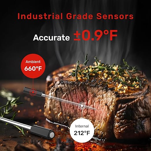 Pro Smart WiFi Wireless Meat Thermometer, Unlimited Range, Improved Stability, Ultra-Thin Probe