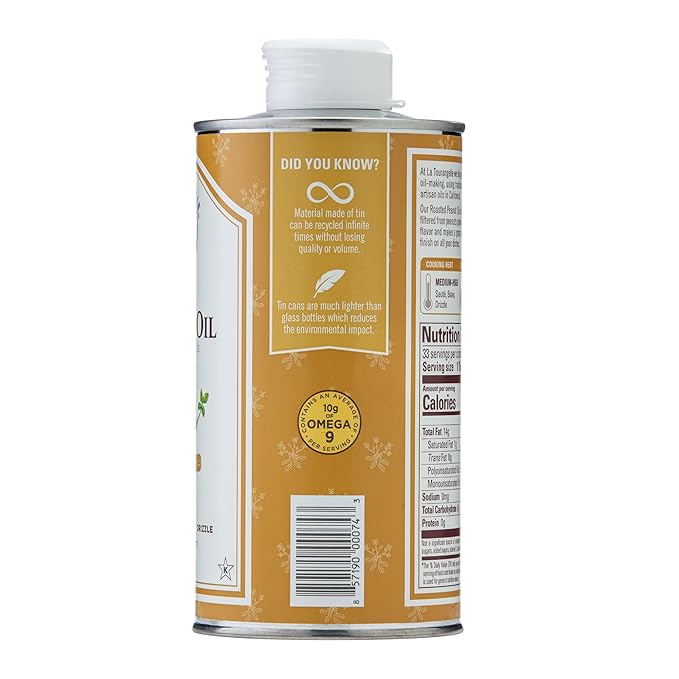 La Tourangelle, Roasted Peanut Oil, Slow Roasted Expeller-Pressed for Rich Flavor, Perfect for Cooking & Baking, Med-High Heat, Unrefined, Small Batch Production in USA, 16.9 Fl Oz
