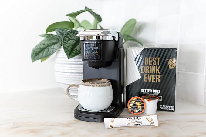 Better Buzz Best Drink Ever Vanilla Latte Single Serve Kit 24ct.,12 Medium Roast Coffee Pods (Buzz