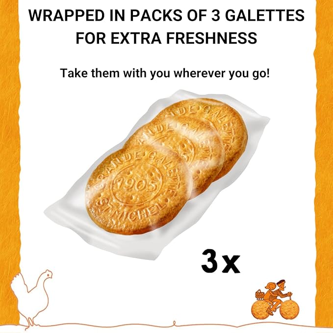 St Michel Caramel Grandes Galettes Butter Cookies Biscuits 5.29oz, Made In France, Pack of 4