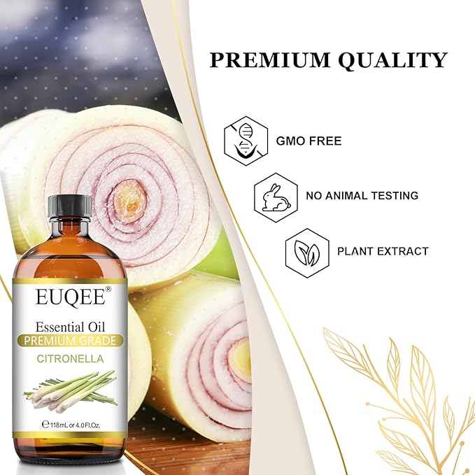 Citronella Essential Oil, 118ml Large Gift Box Pure Citronella Oil with Glass Dropper for Candle