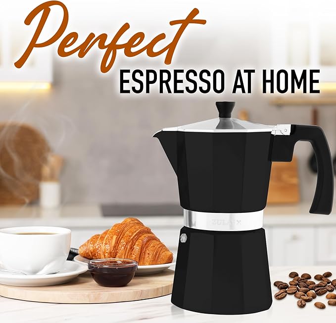 Zulay Moka Pot Espresso Stovetop Coffee Maker - Leak-Proof, Stainless Steel, Easy to Clean, Heat