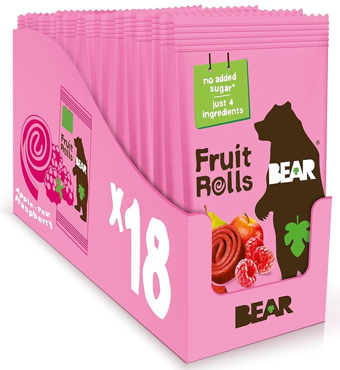 BEAR Real Fruit Snack Rolls - Gluten Free, Vegan, and Non-GMO - Raspberry ??36 Rolls, Healthy