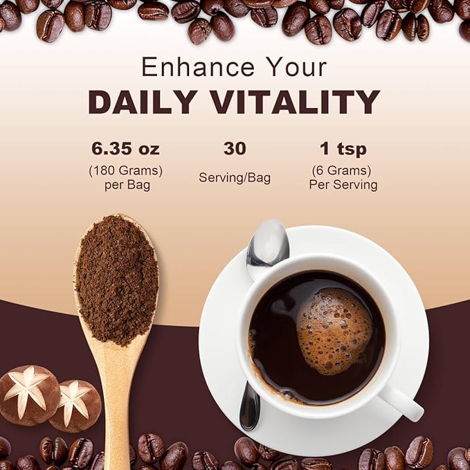 2 Bag Mushroom Coffee, Instant Coffee with 6 Adaptogenic Mushrooms (Lion?™s Mane, Cordyceps