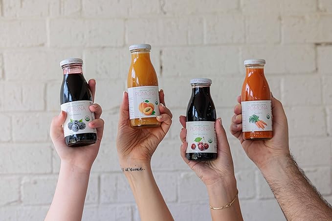 Pomona Organic Apricot Juice, Cold Pressed USDA Organic Juices, 100% Apricots, No Added Sugar, Not