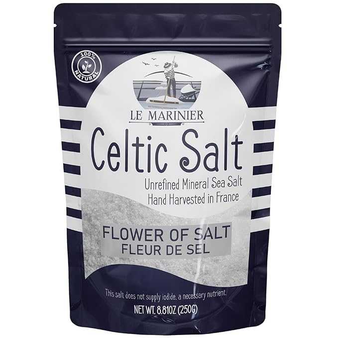 Le Marinier Fleur de Sel 0.6lb - 8.81oz. French Sea Salt- Flower of Salt. Mineral Rich, Unrefined