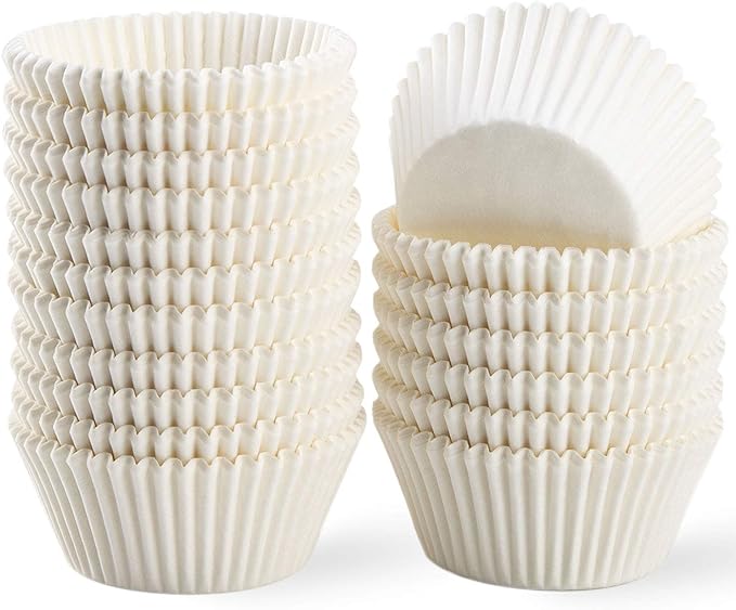 Caperci Standard White Cupcake Liners 500 Count, No Smell, Food Grade & Grease-Proof Baking Cups