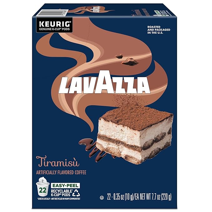 Lavazza Tiramisù Coffee, Single Serve Keurig K-Cup Pods, Flavored Coffee, 88-Count Box (4 Packs of