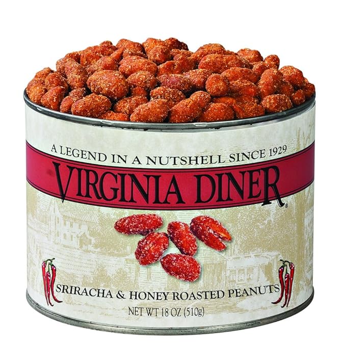 Virginia Diner Natural Virginia Honey Roasted & Siracha Xl Peanuts, Gourmet Non-Gmo Nuts, Premium