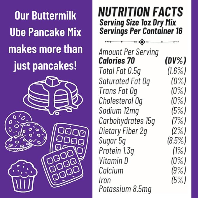 Ninong's Dessert Lab Ube Pancake Mix, Ube Flavored Buttermilk Pancake Mix with Real Ube, Makes Ube