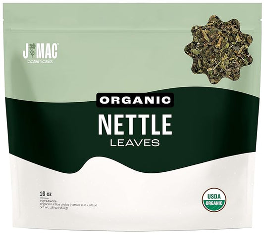 J MAC BOTANICALS Organic Nettle Leaf Herbal Tea - 16 oz (200+ Cups) Certified USDA Organic, Dried