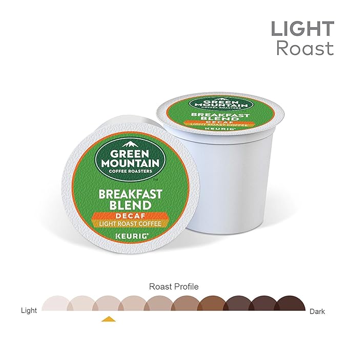 Green Mountain Coffee Roasters Breakfast Blend Decaf Keurig Single-Serve K-Cup pods, Light Roast