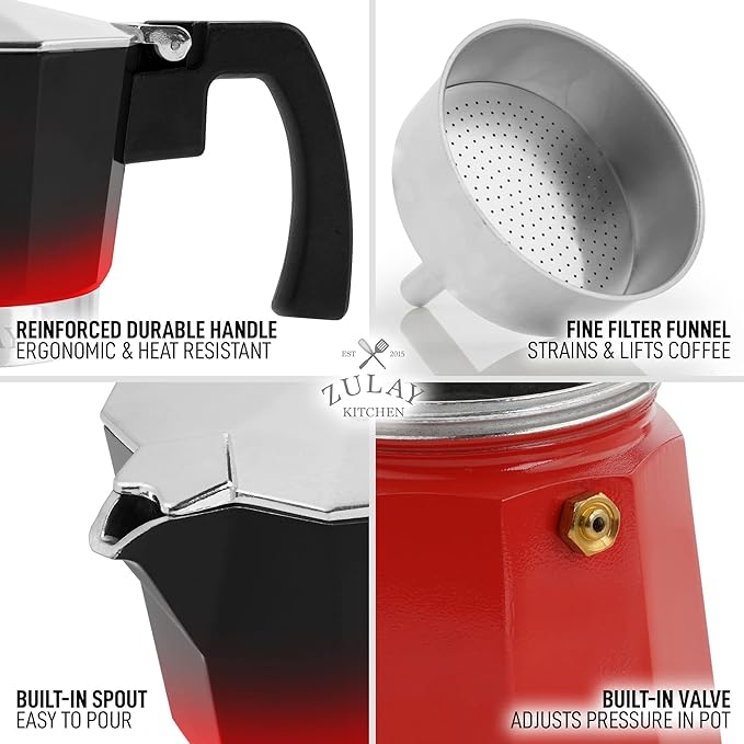 Zulay Classic Stovetop Espresso Maker for Great Flavored Strong Espresso, Classic Italian Style 3