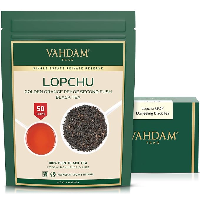 VAHDAM, Second Lopchu Golden Orange Pekoe Black Tea| 40+ cups, 3.53 oz | Pure 100% Unblended
