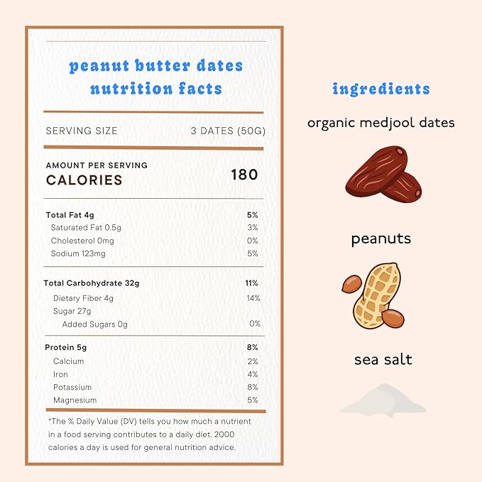 Realsy Peanut Butter Filled Medjool Dates, Organic Dates with No Sugar Added, Gluten-Free, Vegan