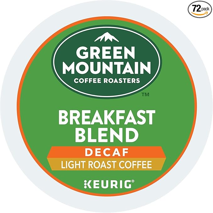 Green Mountain Coffee Roasters Breakfast Blend Decaf Keurig Single-Serve K-Cup pods, Light Roast