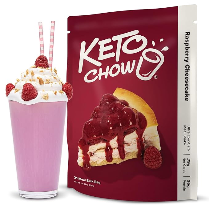 Keto Chow Raspberry Cheesecake | Keto Meal Replacement Shake Powder | Nutritionally Complete | Low