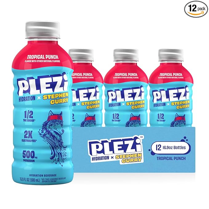 PLEZi Tropical Punch Hydration Drink x Stephen Curry - Sports Drinks with 2X Electrolytes - 500mg