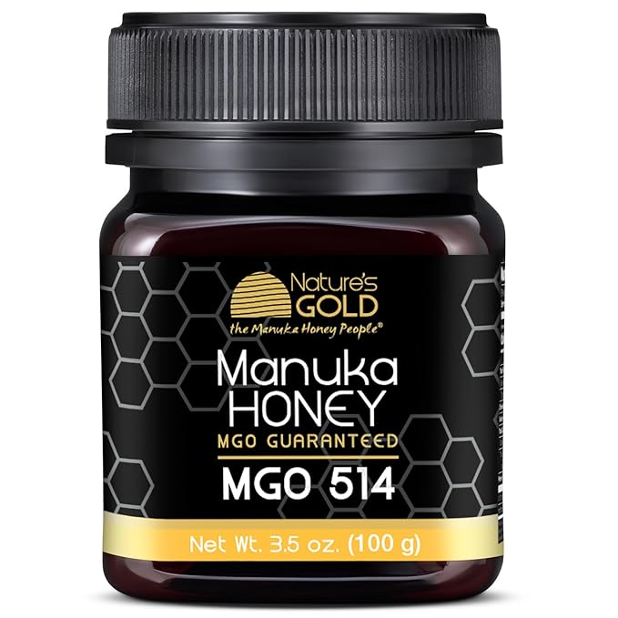 Nature’s Gold Raw Manuka Honey, Certified MGO 514+ | Authentic MGO, Australian Honey, Non-GMO, 100%