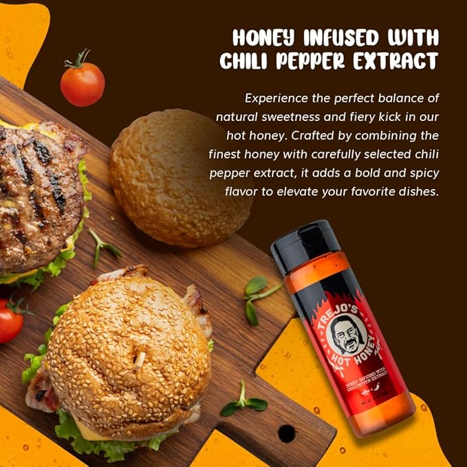 Trejo's Tacos Hot Honey | Sweet and Spicy Honey Hot Sauce | Infused with Chili Pepper Extract |