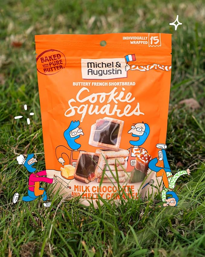 Michel et Augustin Cookies, Individually Wrapped Snacks, 3 Pack, Gourmet Milk Chocolate & Caramel