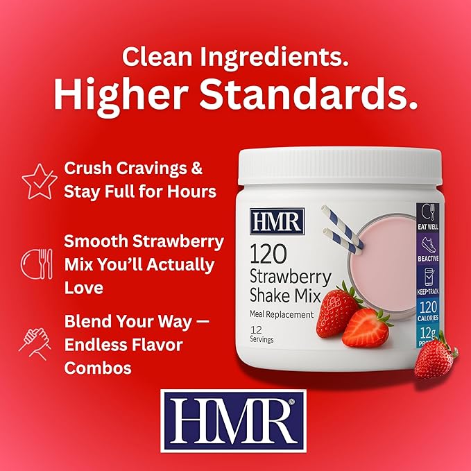 HMR 120 Shake Meal Replacement Powder | Strawberry Shake Mix to Support Healthy Weight Loss | 12g