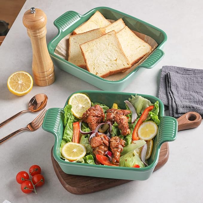 Sweejar Ceramic Baking Dish, 8 x 8 Cake Baking Pan for Brownie, Porcelain Square Bakeware with