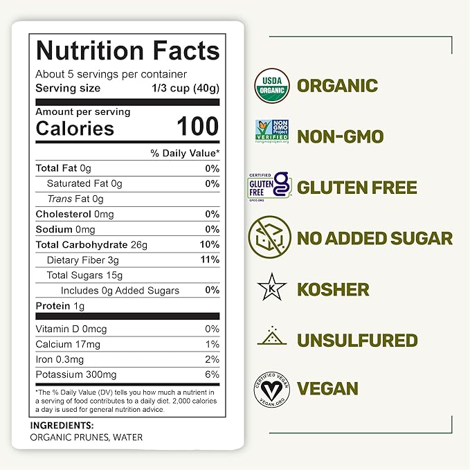 Happy Village Organic Soft Dried Plums 21 OZ (3 Packs of 7 OZ) – Soft & Juicy Prunes with No
