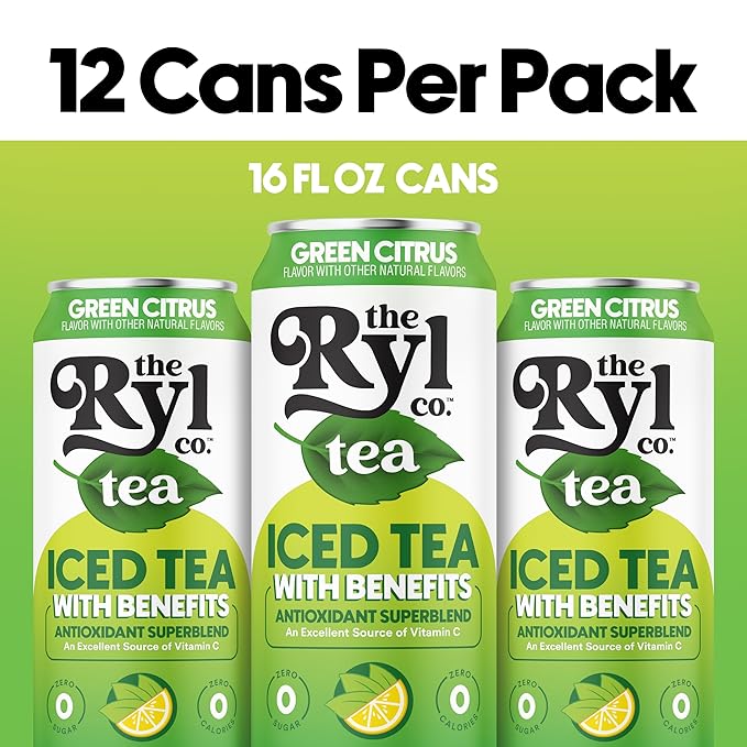 Ryl Iced Tea, Green Citrus Tea, Antioxidant Superblend, Zero Sugar, Low Carb, Zero Calorie - 16.0