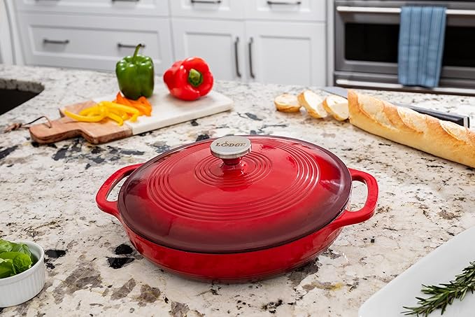Lodge 3.6 Quart Enameled Cast Iron Oval Casserole With Lid??Dual Handles ??Oven Safe up to 500ì§?F