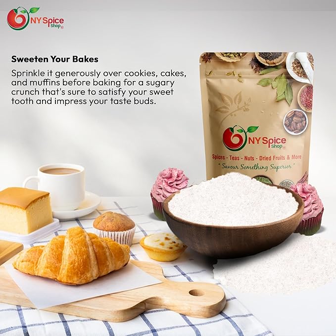NY Spice Shop White Sanding Sugar - 1 Pound Sweet Colorful Edible Sprinkles For Candy Dish - Sugar