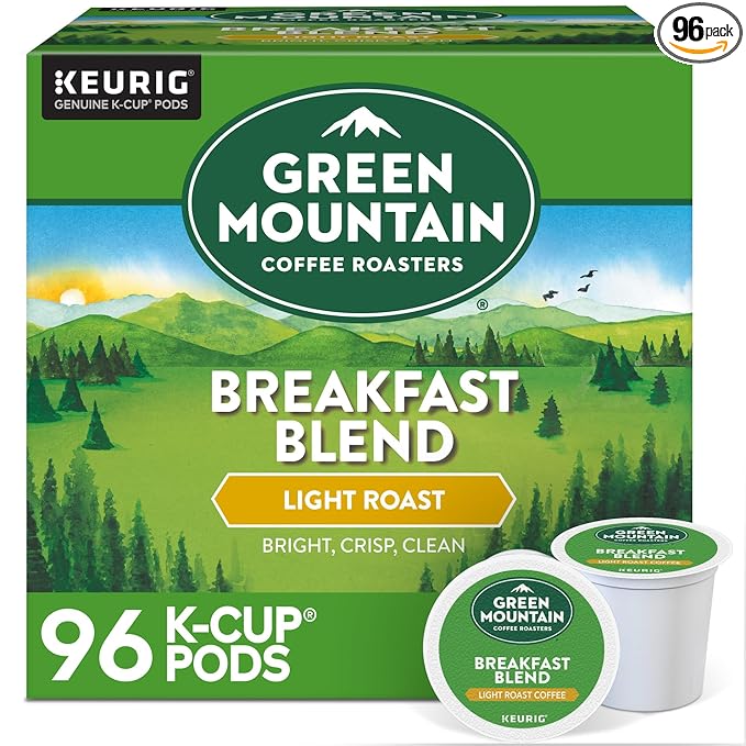 Green Mountain Coffee Roasters Breakfast Blend Single-Serve Keurig K-Cup Pods, Light Roast Coffee