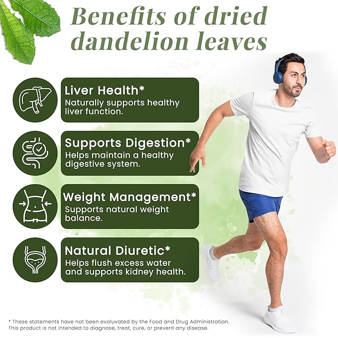 Dandelion Leaves 1 LB, 100% Natural & Pure, Ideal for Dandelion Tea, Herbal Blends & Wellness Uses
