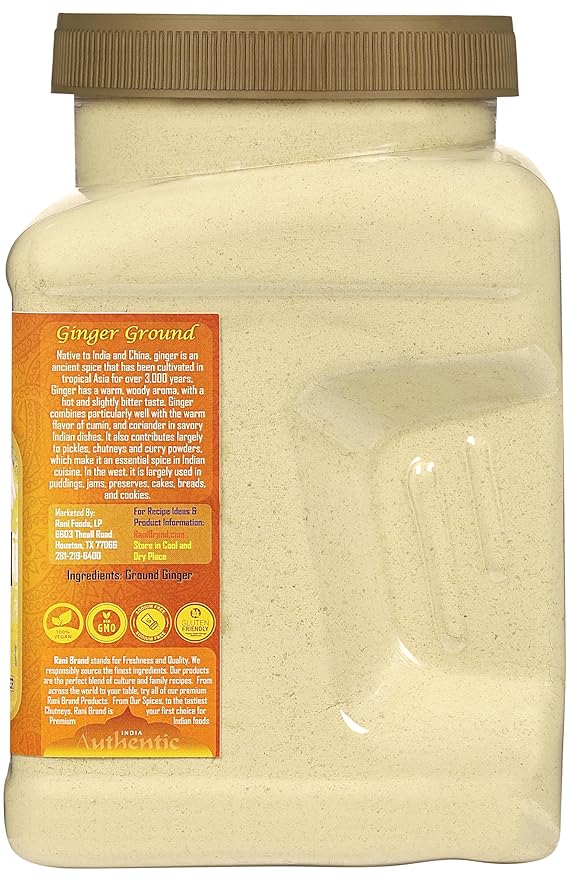 Rani Ginger (Adarak) Powder Ground, Spice 28oz (1.75lbs) 800g PET Jar ~ All Natural | Vegan |