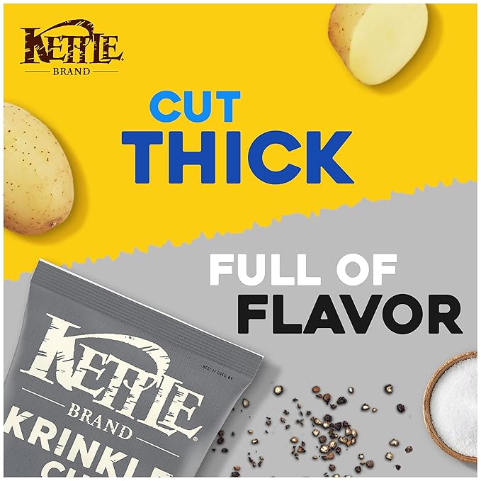 Kettle Brand Krinkle Cut Salt and Fresh Ground Pepper Kettle Potato Chips, Gluten-Free, Non-GMO