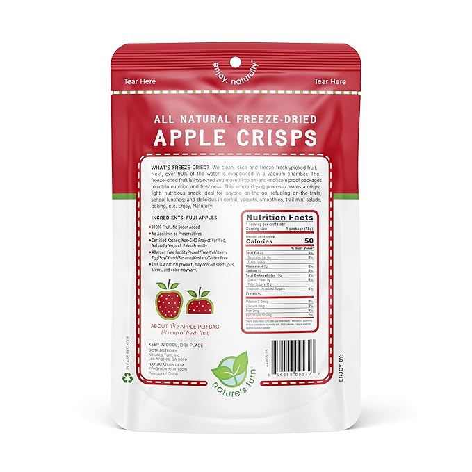 Nature’s Turn Freeze-Dried Apple Crisps – Healthy, Gluten-Free, Crispy & Delicious, Plant-Based