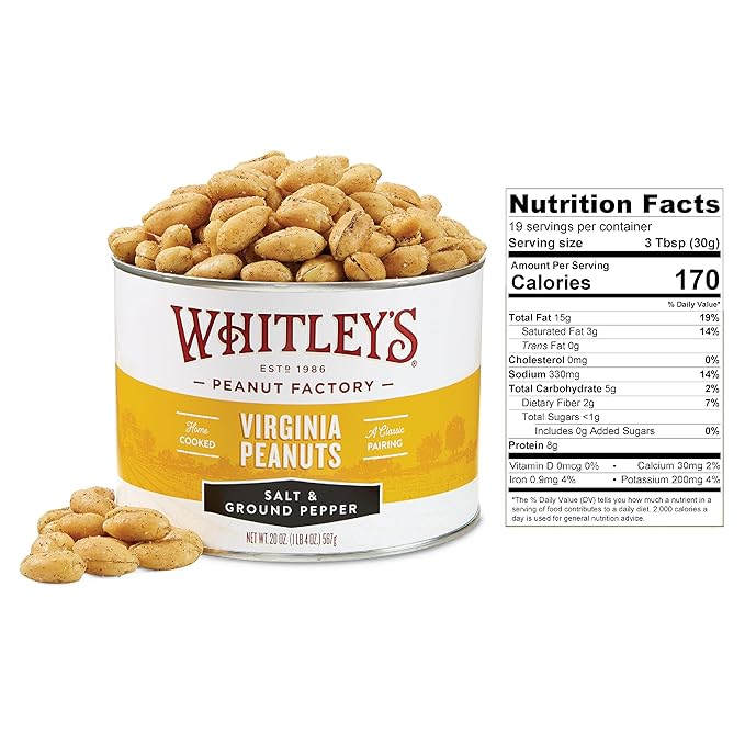 Whitley?셲 Salt & Ground Pepper Virginia Peanuts ??Super Extra Large 'Home Cooked' Virginia Peanuts