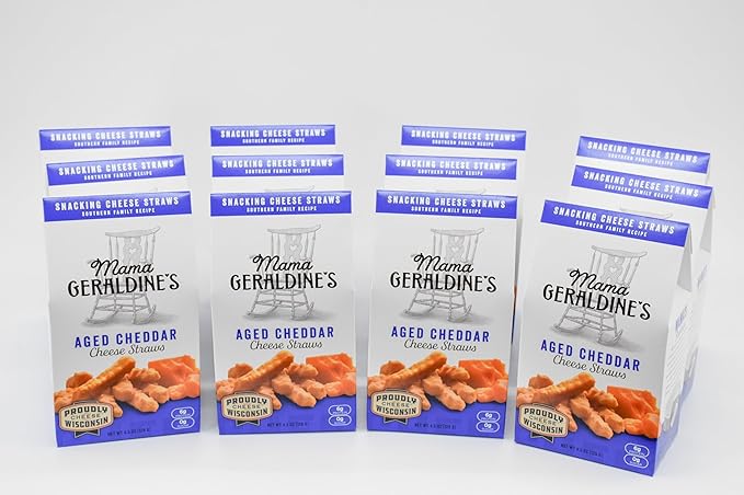 Mama Geraldine's - Aged Cheddar Cheese Straws - 4.5 Ounce, 12 Pack - Crisps, Chips, Gourmet Baked