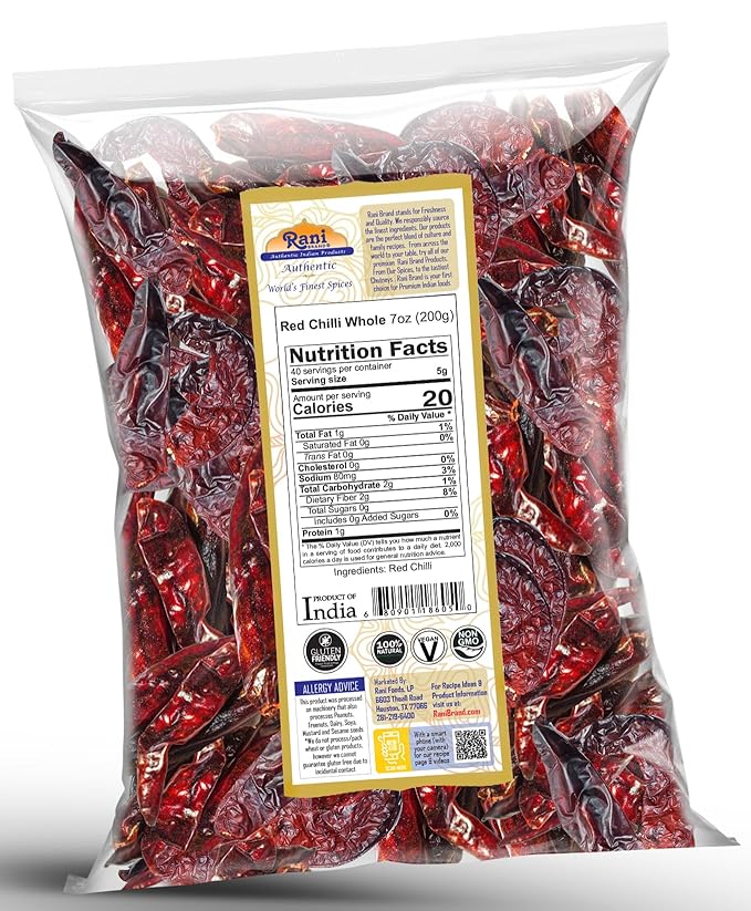 Rani Chilli Whole (Lal Mirch Sabut) 7oz (200g) ~ All Natural | Vegan | No Colors | Gluten Friendly