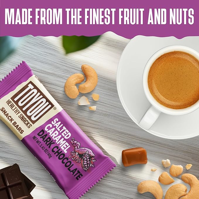 ToYou Chewy Fruit and Nut Bars - Healthy Protein Snacks | Salted Caramel Dark Chocolate - 1.41