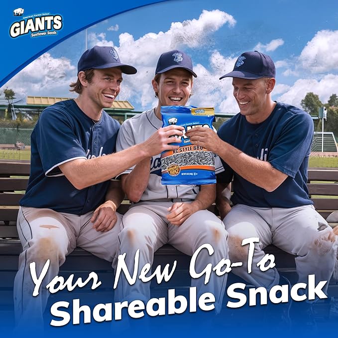 GIANTS KC Style BBQ Sunflower Seeds - Sunflower Seeds Bulk, Roasted Sunflower Seeds to Eat, BBQ