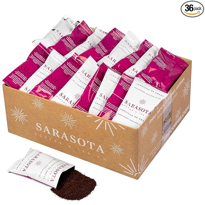 Sarasota Coffee Ground Packets | Gourmet Flavored Medium Roast Bulk Coffee Packs | Jamaican Me