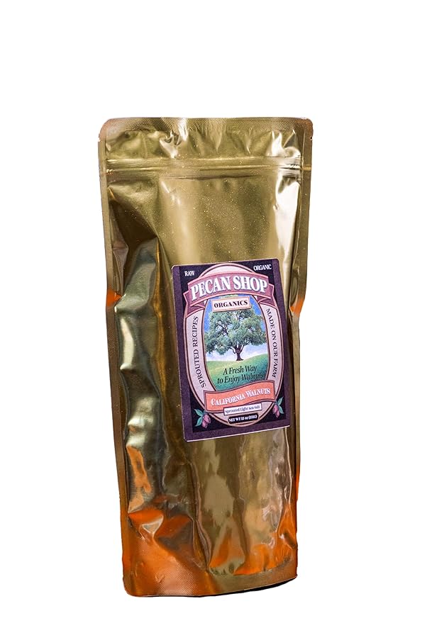 Pecan Shop Sprouted Raw Organic California Walnuts, Light Redmond Sea Salt Family Recipe