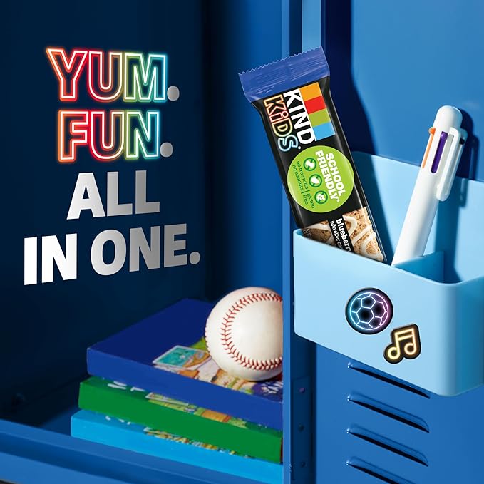 KIND Kids Snacks, Blueberry Muffin Bar, Tree Nut and Peanut Free, Gluten Free, Whole Grains and
