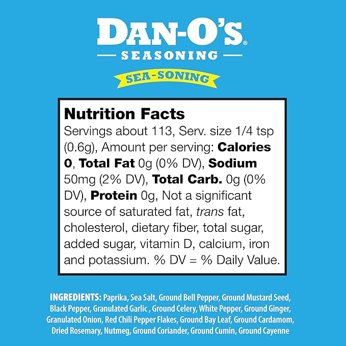 Dan-O's SEA-soning Seasoning, 2.4 oz Bottle, All-Purpose Seasoning for Fish, Shrimp, Seafood
