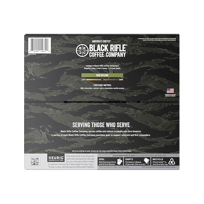 Black Rifle Coffee Company Medium Roast K Cups - Single Serve K Cups Coffee Pods - Kcup Pods