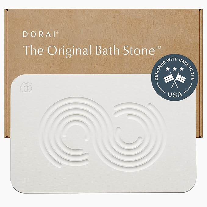 Dorai Home Bath Stone Mat 23.6"x15.4" – Quick-Dry, Non-Slip Diatomite Stone Bath Mat for Bathroom