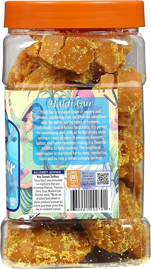 Rani Haldi Gur (Turmeric with Indian Jaggery) Indian Unrefined Raw Cane Sugar 35oz (2.2lbs) 1kg PET