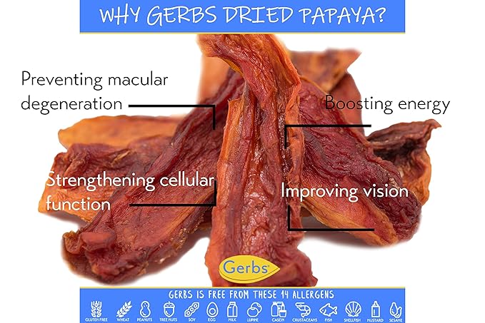 Gerbs Lightly Sweetened Dried Papaya Cubes 4 lbs. | Unsulfured, No Additives, Resealable Bag |